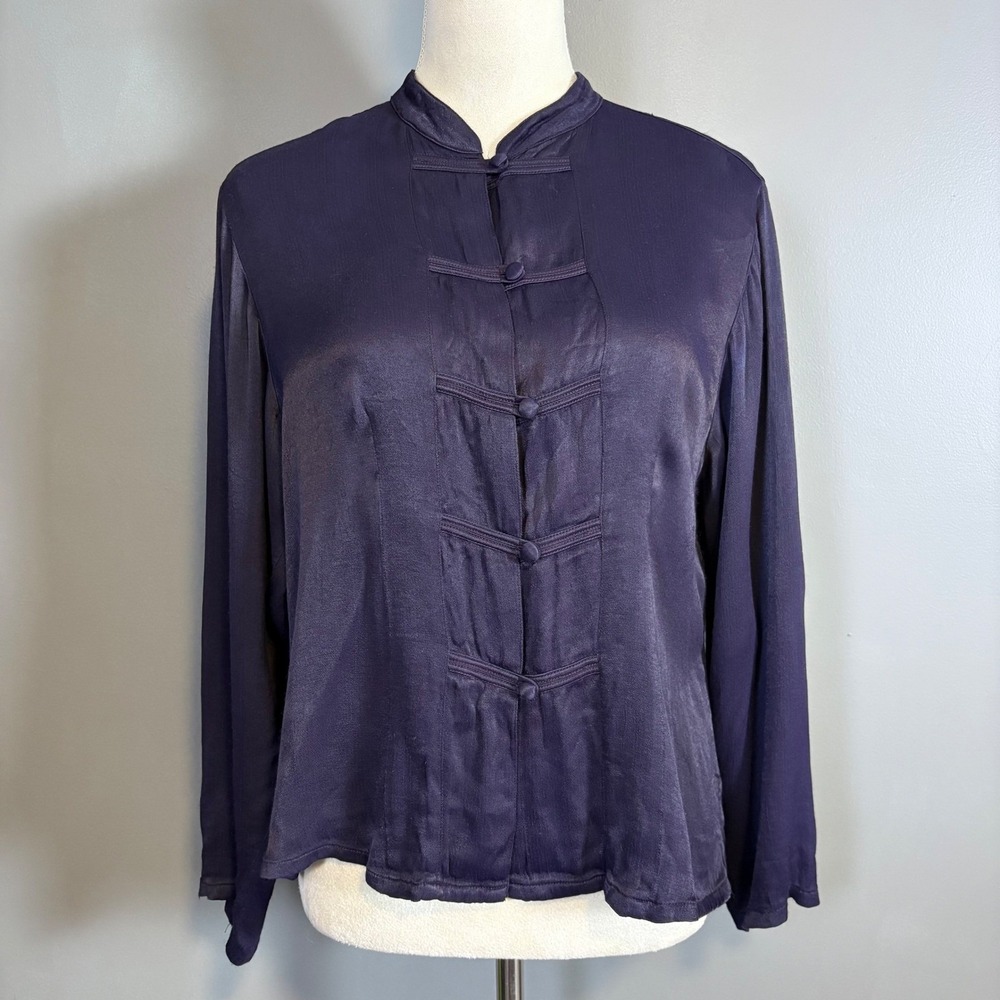 Vintage April Cornell Top Blouse M Asian Ethnic Dark Goth Romantic Regency Boho - Picture 2 of 11